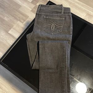 Jeans are by the brand SO. Gray/black color. Junior size 11 average.